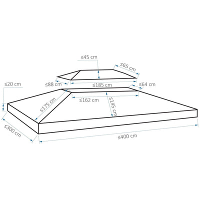 Waterproof Gazebo Canopy Replacement 3x4m (Top Only) Outsunny