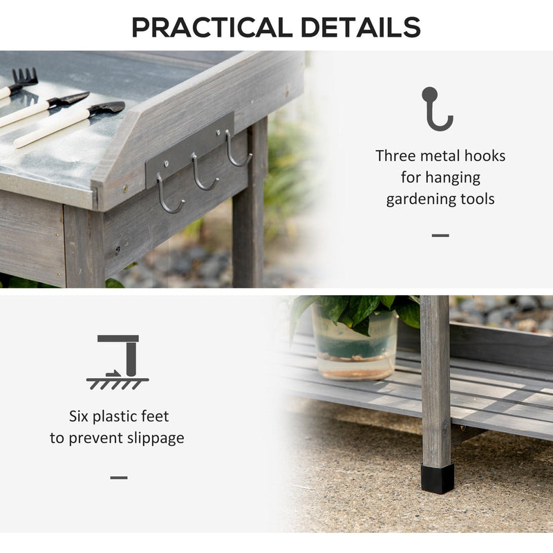 Outdoor Garden Potting Bench With Storage Outsunny