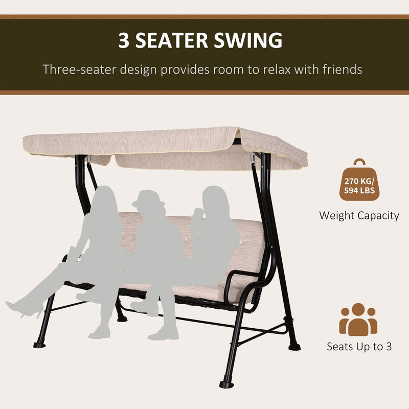 3 Seater Garden Swing Chair Hammock With Canopy, Bed Outsunny