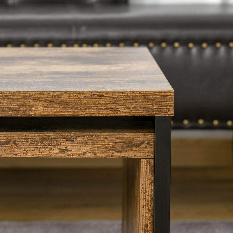 2pc Industrial Coffee Tables, Black & Brown