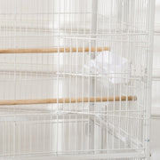 PawHut Large Bird Cage Aviary for Finch Canaries, Budgies with Rolling Stand, Slide-out Tray, Storage Shelf, Wood Perch, Food Containers, White Pawhut