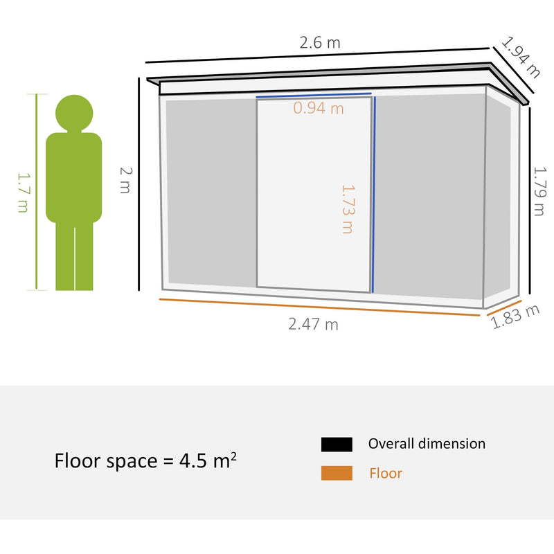 Green Metal Garden Shed Pent Roof