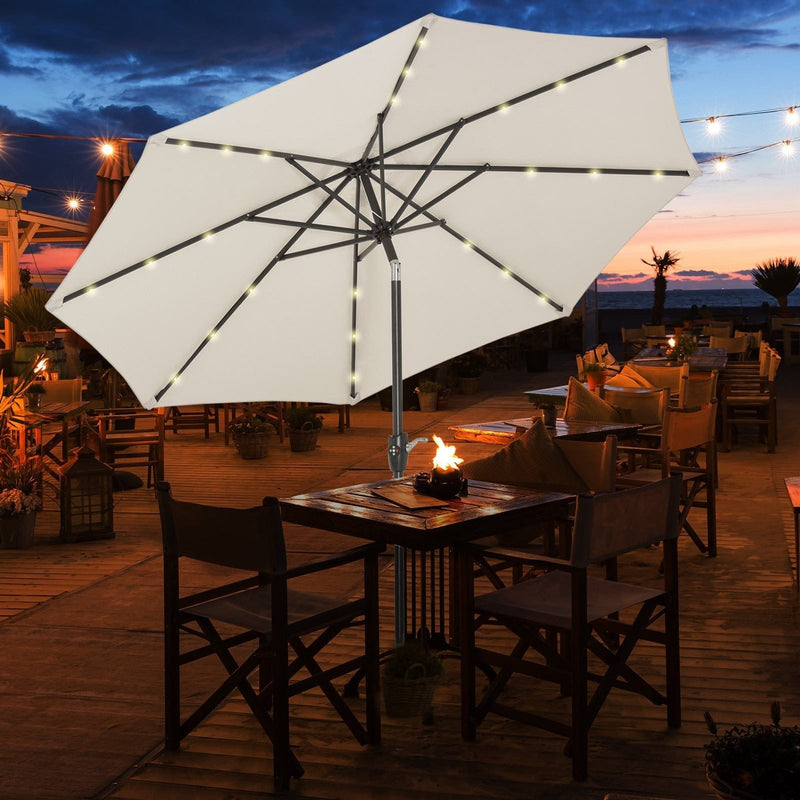 2.7m Garden Umbrella With Lights, Tilt, Crank