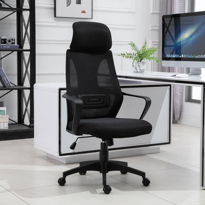 Swivel Office Chair With Wheels, Ergonomic Mesh Back