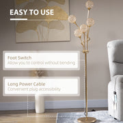 HOMCOM Crystal Floor Lamps for Living Room Bedroom with 5 Light, Modern Upright Standing Lamp, 34x25x156cm, Gold Tone Homcom