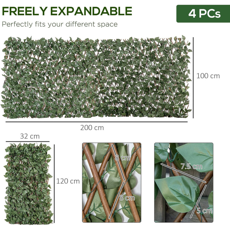 Expanding Trellis Fence, 2m x 1m, Artificial, Telescopic Outsunny