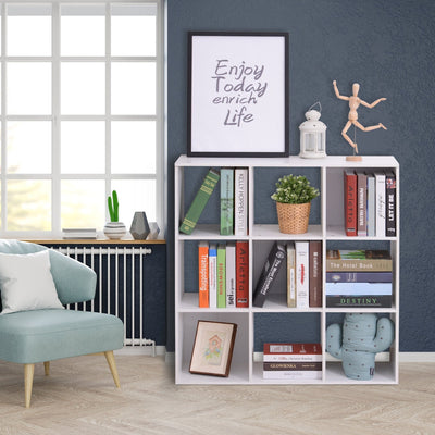 9 Cube Storage Organiser Bookcase, White Homcom