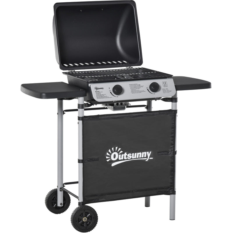 Image of a 2 Burner Gas BBQ Grill Trolley
