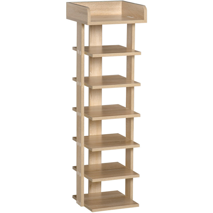 7 Tier Wooden Shoe Rack, Oak