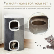 PawHut Cat Barrel Kitten Tree Tower Sisal Scratching Pet Furniture Climbing Frame Cozy Platform Soft Plush & Lamb Fleece Grey Pawhut