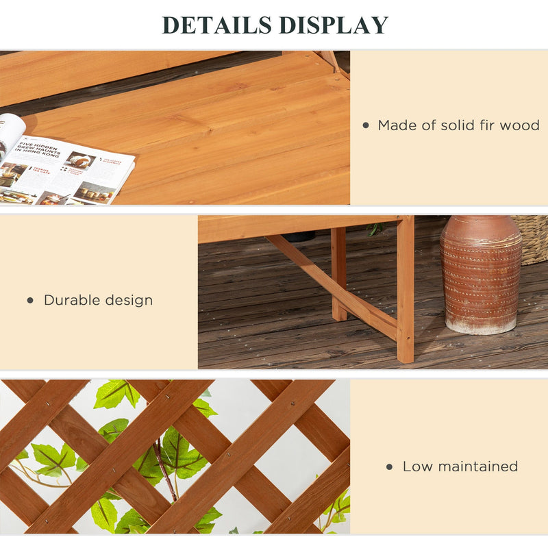 Outsunny Patio Garden Bench, Natural Wooden Garden Arbour with Seat for Vines/Climbing Plants, Natural Outsunny