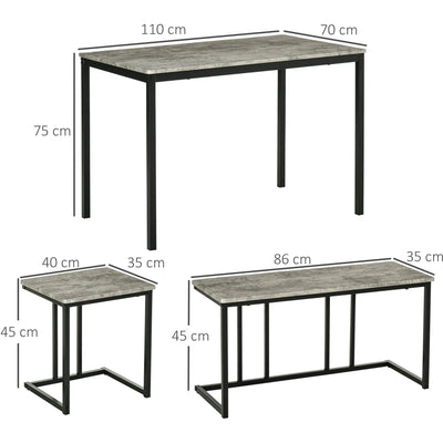 Table and Benches For Kitchen Homcom