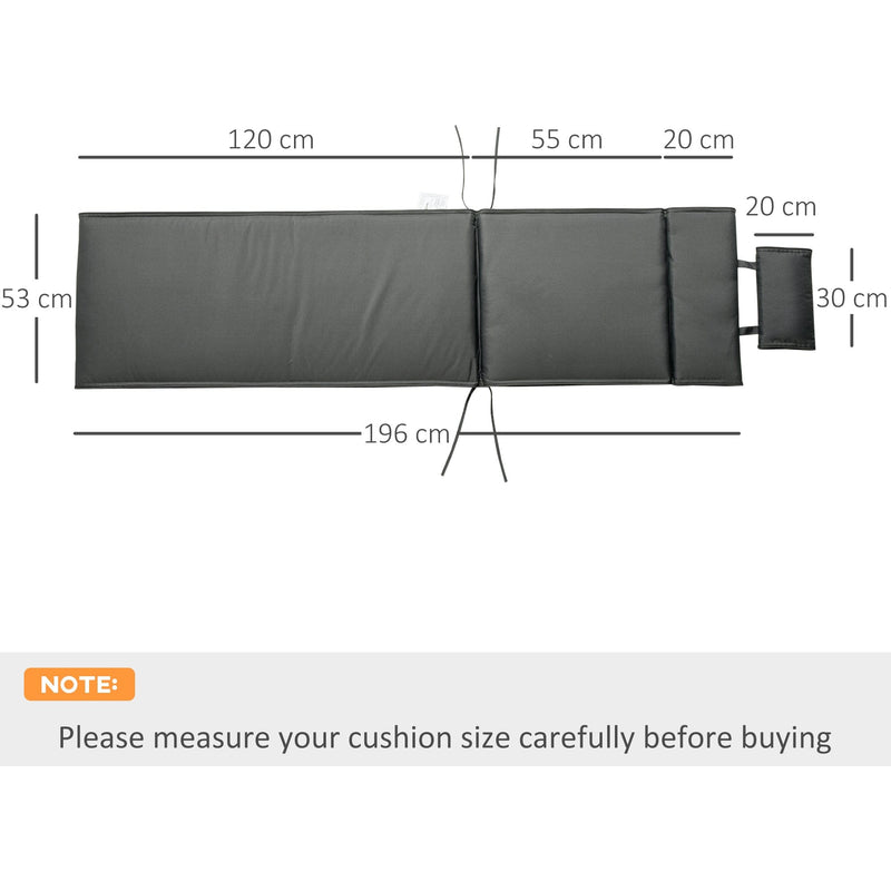 Grey Sun Lounger Replacement Cushion Outsunny