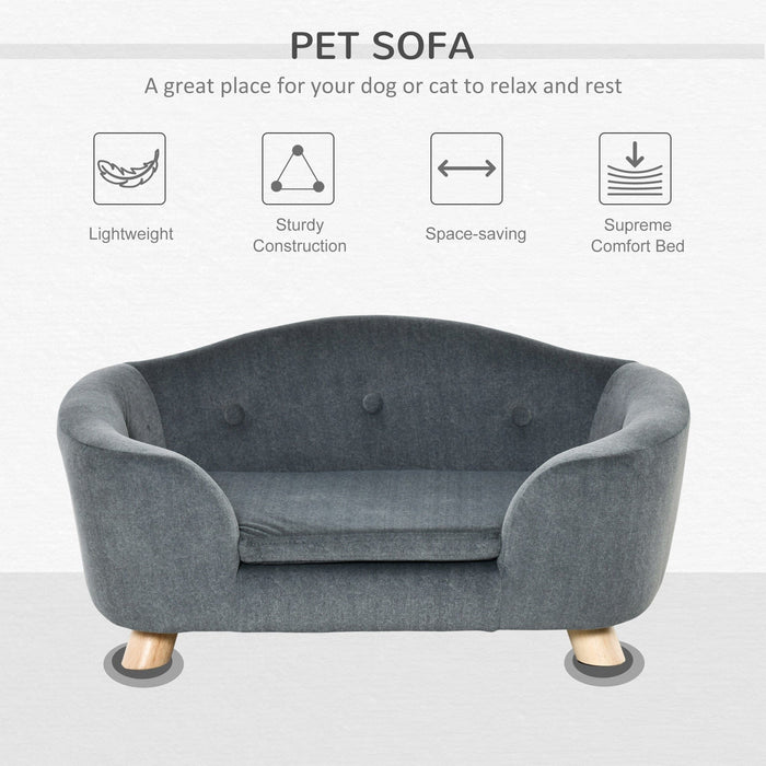 Plush-Covered Pet Sofa with Wooden Frame, 70x47x30cm