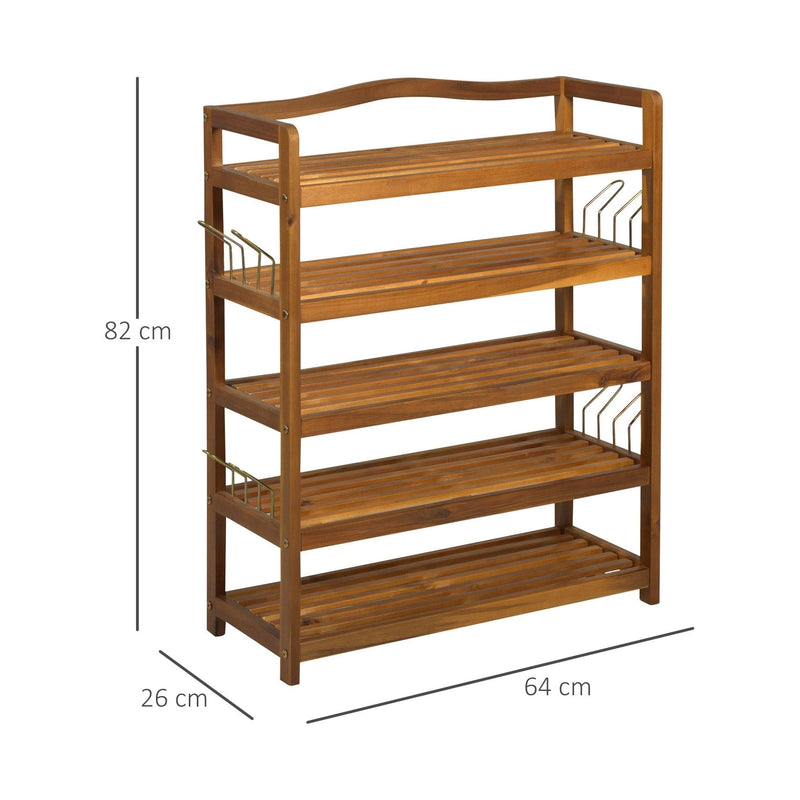 HOMCOM 5 Tier Wooden Shoe Rack