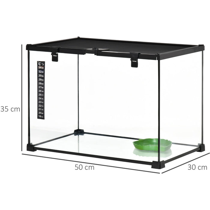 Reptile Terrarium, Black (50x30x35cm)