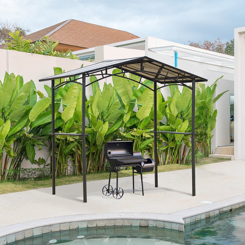 Metal Frame BBQ Gazebo, Hard Roof, 8ft x 5ft
