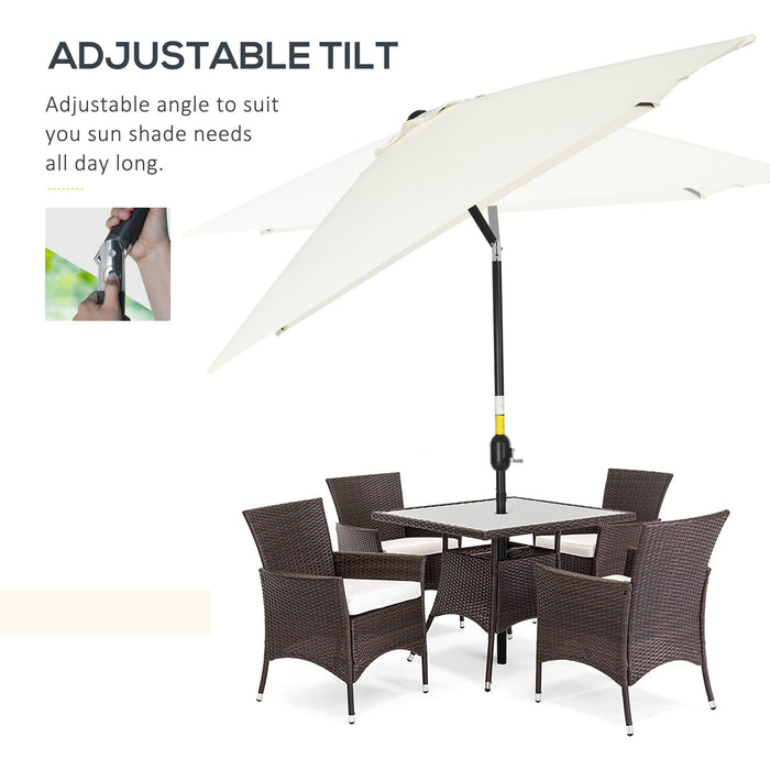 3x2m Stylish Garden Parasol Rectangular - Cream/White