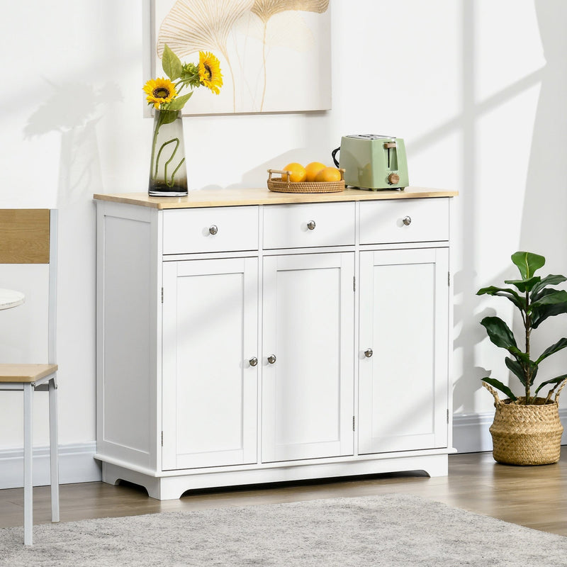 Kitchen Sideboard Cabinet, Rubberwood Top, Cabinets, Drawers