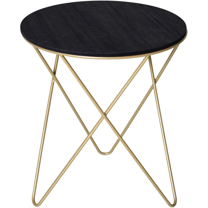 Black Round Coffee Table with Gold Hairpin Legs