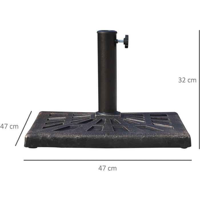 Square Parasol Base, 15kg, Bronze