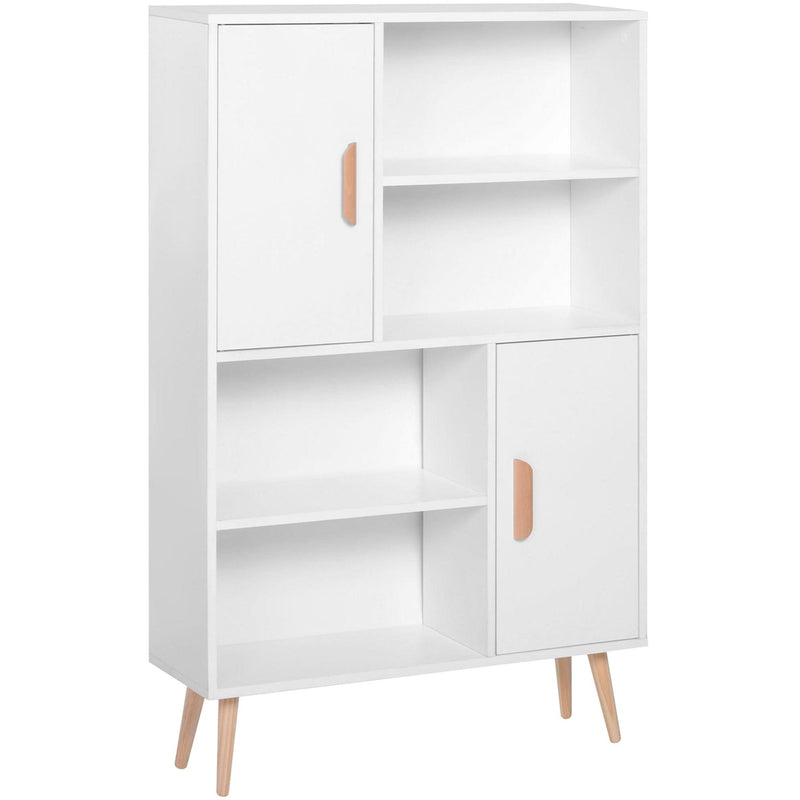 Sideboard Bookshelf, 2 Cupboards, 4 Shelves, 80x23x123cm