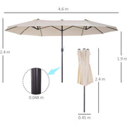 4.6m Double Sided Parasol, No Base, Beige Outsunny