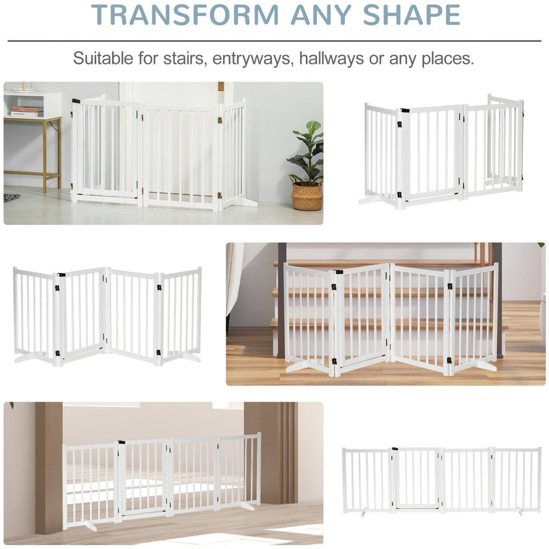 Wooden Dog Gate Indoor, Foldable, Freestanding, 80 x 237.5cm