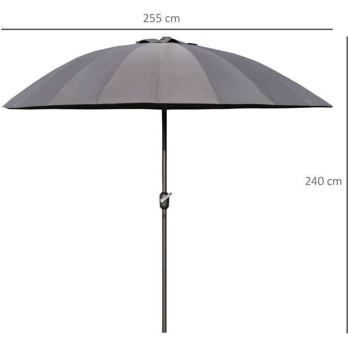 Round Patio Parasol, 2.5m, Tilt Crank, 18 Ribs