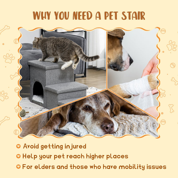 3-Step Pet Ramp with Kitten House & Cushion