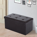 Faux Leather Storage Ottoman With Button Tufted Lid Homcom
