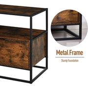 Industrial Style Side Table with Drawer, Shelf, Steel Frame Homcom