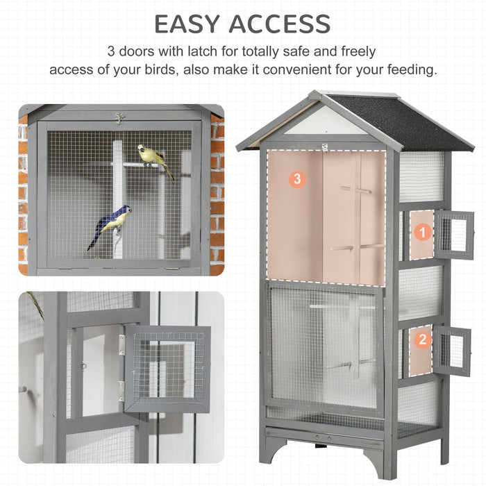 Sentry Box Style Outdoor Bird Cage, Removable Tray, Grey