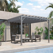 3x3 Metal Pergola With Louvered Roof, Grey Outsunny