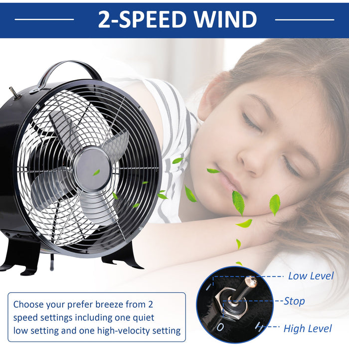 Black 26cm 2-Speed Electric Desk Fan