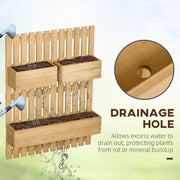 Outsunny Wall-mounted Wooden Garden Planters with Trellis, Drainage Holes and 3 Movable Planter Boxes, Wall Raised Garden Bed for Patio, Natural Outsunny