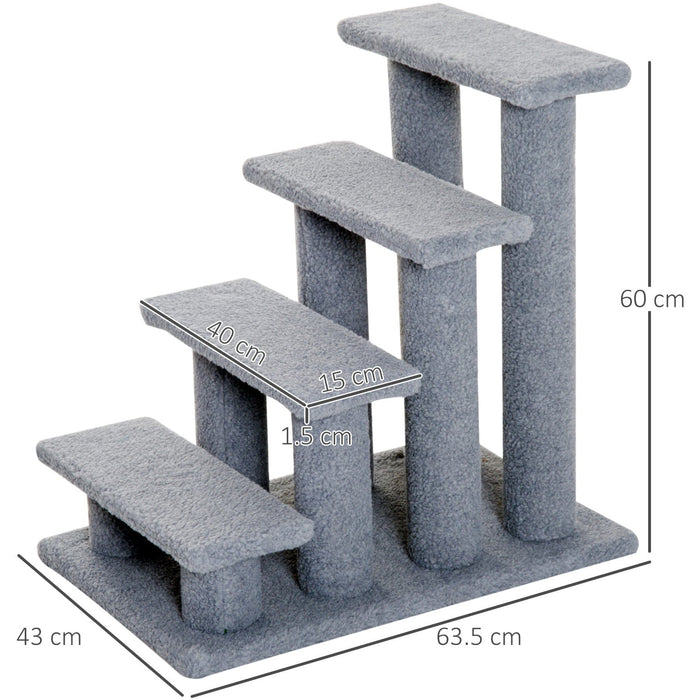 Grey 4-Step Pet Stairs (63.5x43x60cm)