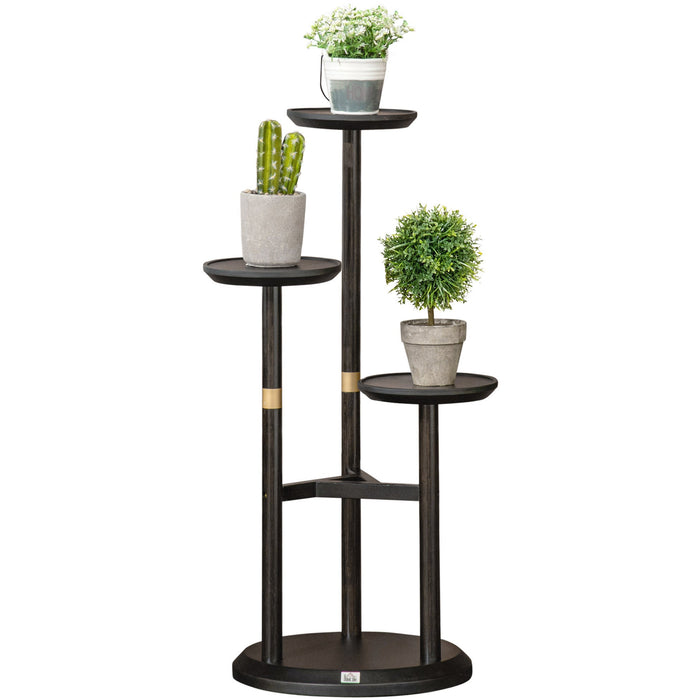 3 Tier Bamboo Plant Display Stand - 46x46x86cm