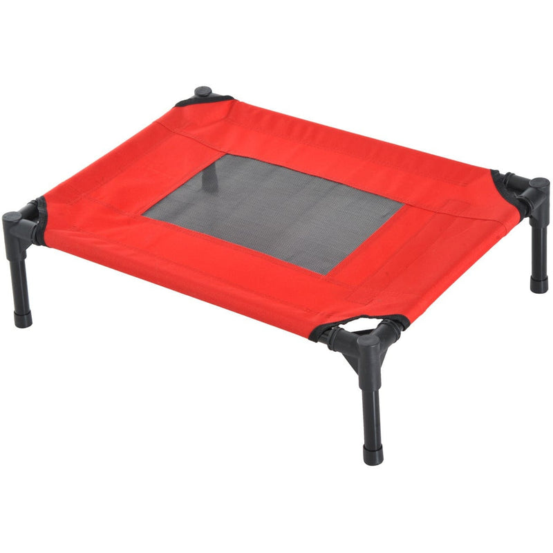 Elevated Camping Pet Bed, Metal Frame, Black/Red