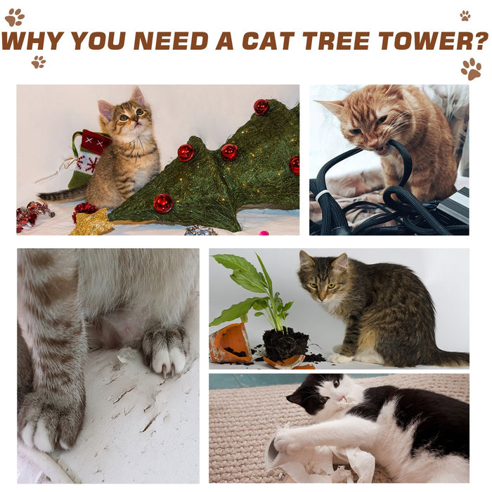 Cat Tree Tower, Activity Centre, Scratch Posts, Perch, Beige