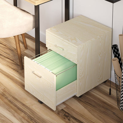 2-Drawer Locking Filing Cabinet, Oak Vinsetto