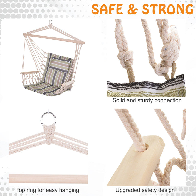 Outdoor Hanging Hammock Chair, Thick Rope, Multicoloured Outsunny