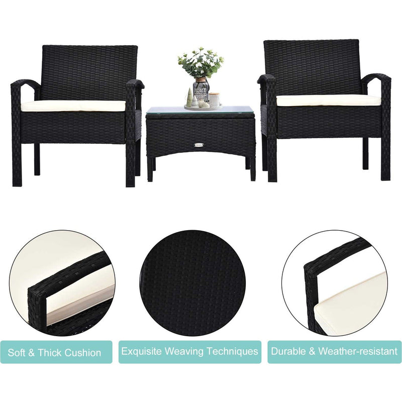 2 Seater Rattan Sofa Set with Table