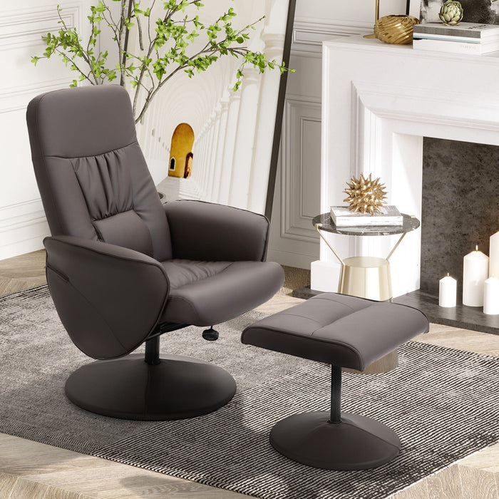 Brown Executive Lounge Chair & Footstool