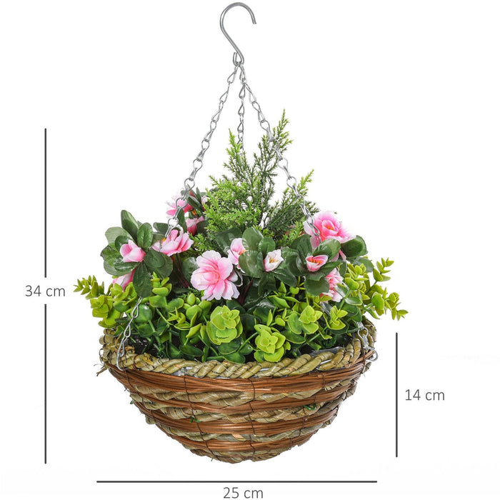 2 Artificial Lisianthus, Hanging Planter, Indoor/Outdoor