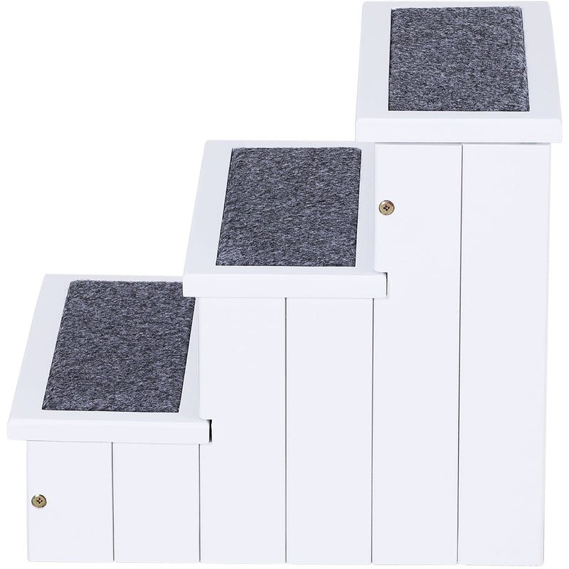 3-Step Carpeted Pet Ramp, White