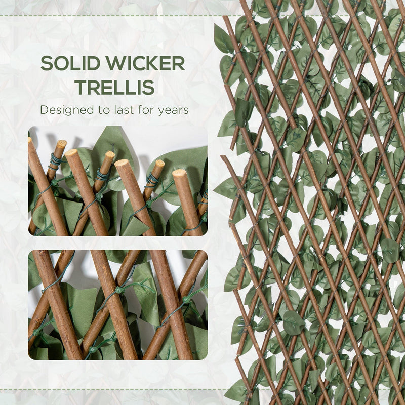 Expanding Trellis Fence, 2m x 1m, Artificial, Telescopic Outsunny