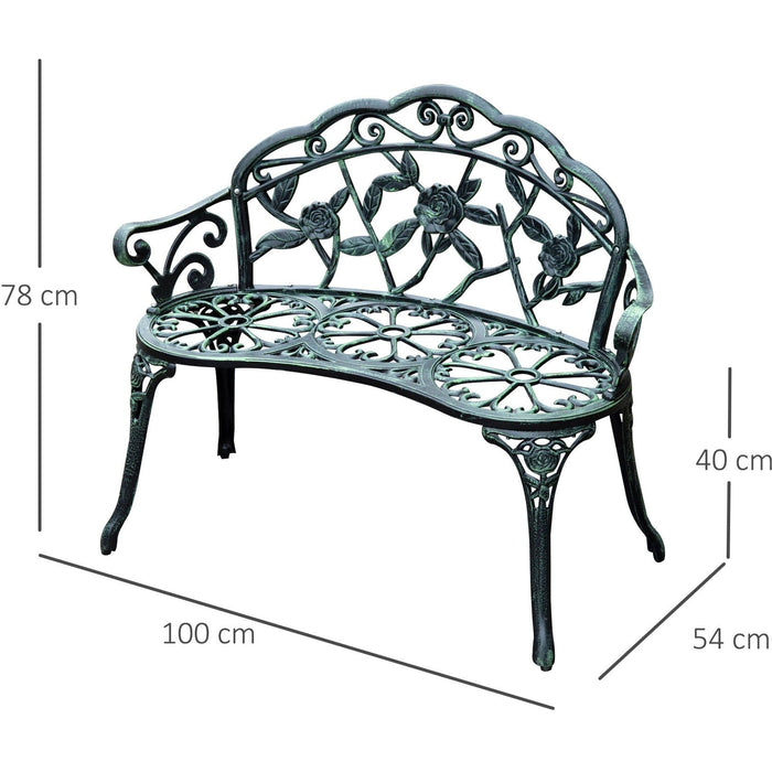 Cast Aluminium Garden Bench, Antique Rose-Style