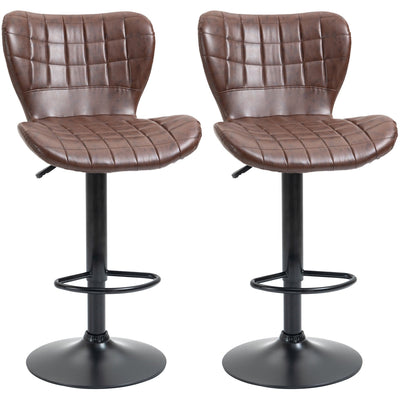 Set of 2 Leather Swivel Bar Stools With Backs Homcom