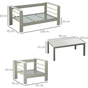Garden Furniture Sofa and Table, Gold Frames, Cream Cushions Outsunny